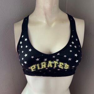 Pink Pittsburgh pirates Blingy Lacy racerback sports bra shorts size small
